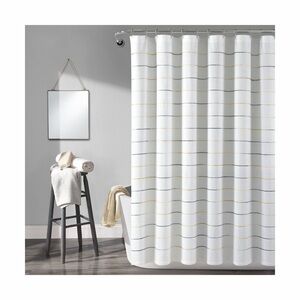 Lush Décor Ombre Stripe Yarn Dyed Cotton Shower Curtain Yellow/Gray Single 72X72